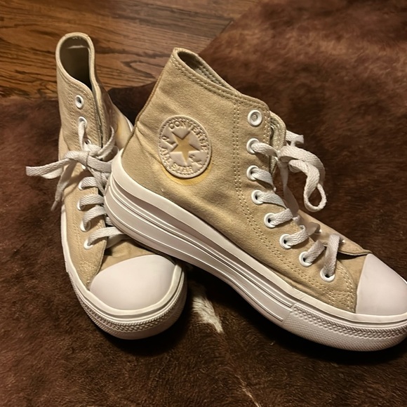 Converse Chuck Taylor All Star Move High Platform Shoes Size 8.5 Tan Farro - Picture 2 of 8